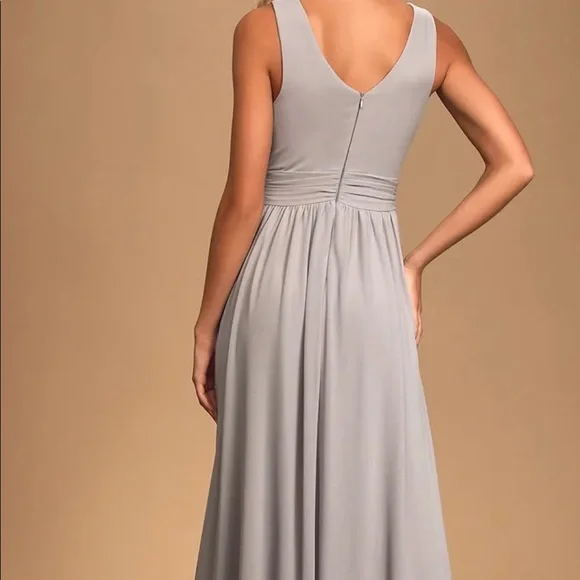Lulus Grey Maxi Bridesmaid Prom Dress - Picture 5 of 7